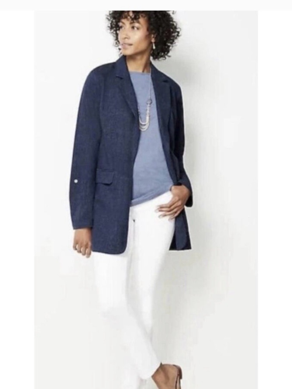 J. Jill Heathered Navy unstructured Blazer